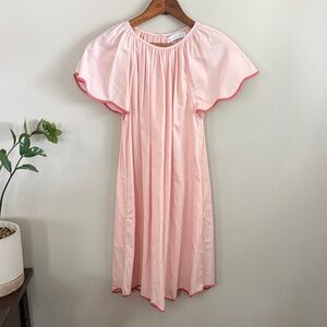 Lake Light Pink Patio Pajama Dress Flutter-Sleeve Nightgown. Size- M